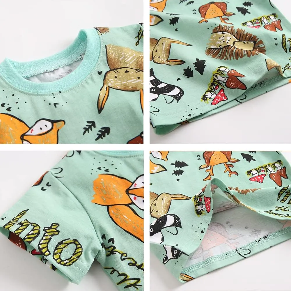 Baby Boys 4-Piece Cotton Shorts T-Shirt Summer Outfit Sets Infant Clothes
