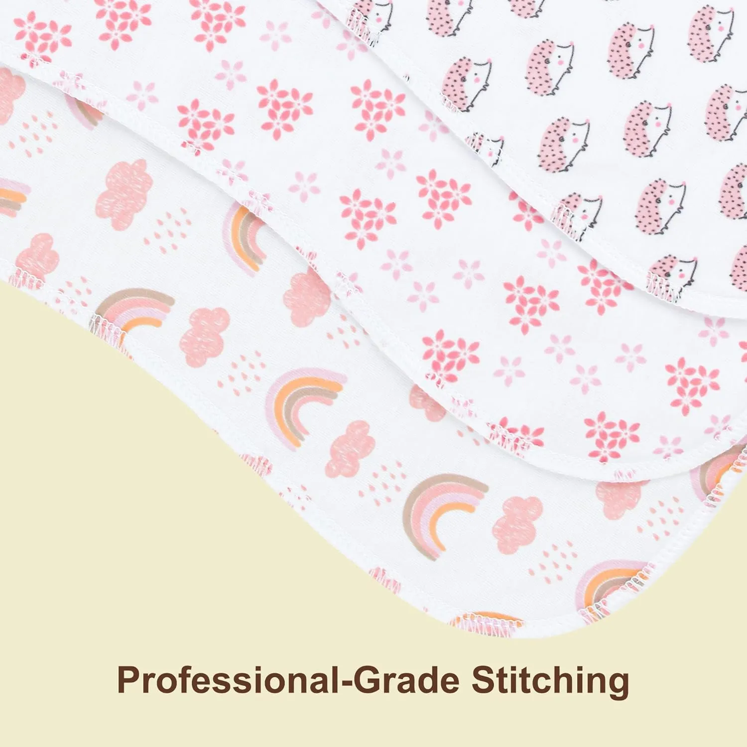 Baby Burp Cloths Large Size 3-Layers Thicken 100% Cotton Super Absorbent and Soft Baby Spit Up Burping Rags Baby Burp Cloth Set for Girls 12 Pack