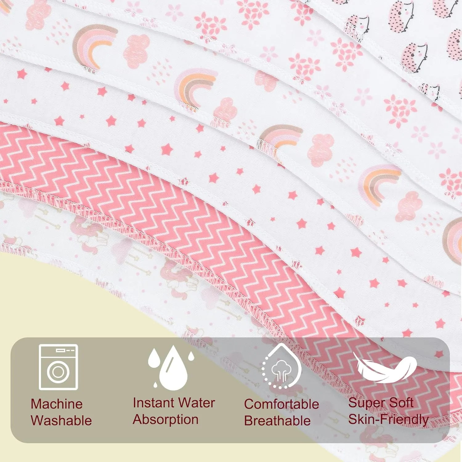 Baby Burp Cloths Large Size 3-Layers Thicken 100% Cotton Super Absorbent and Soft Baby Spit Up Burping Rags Baby Burp Cloth Set for Girls 12 Pack