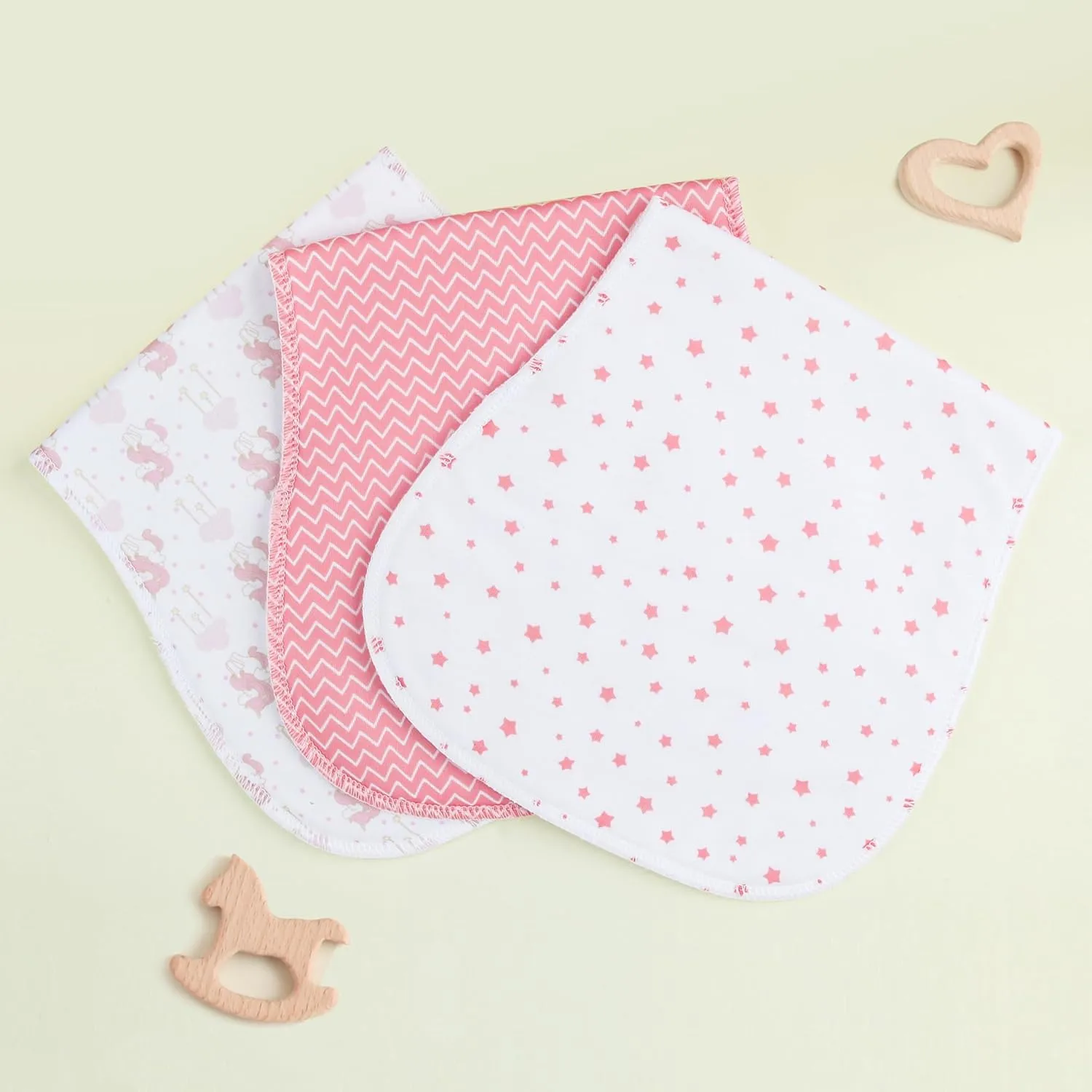 Baby Burp Cloths Large Size 3-Layers Thicken 100% Cotton Super Absorbent and Soft Baby Spit Up Burping Rags Baby Burp Cloth Set for Girls 12 Pack