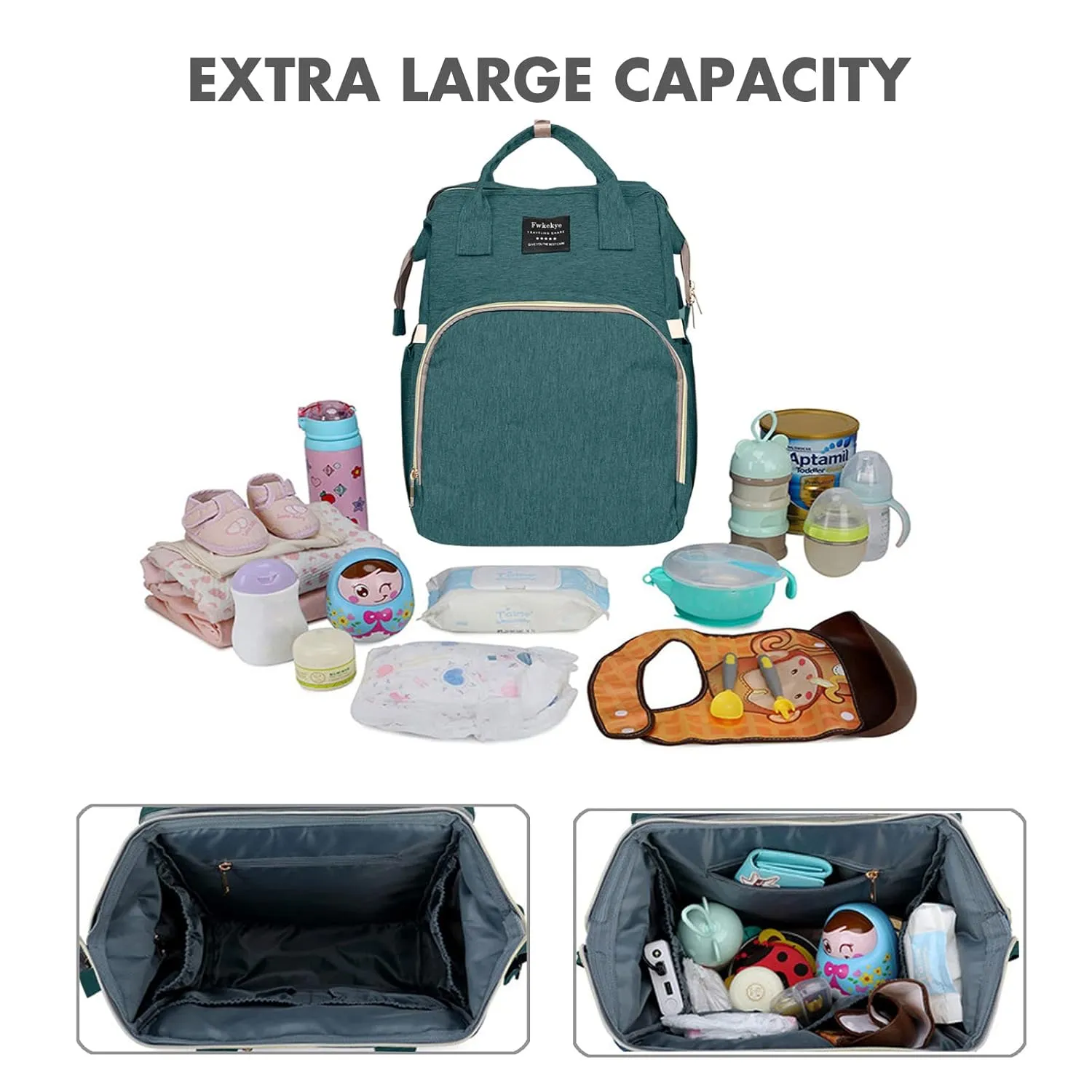 Baby Diaper Bag Backpack with Changing Station, Baby Registry Search Shower Gifts, Baby Bags for Boy Girl, New Mom Gifts for Women, Large Capacity, USB Port,Green