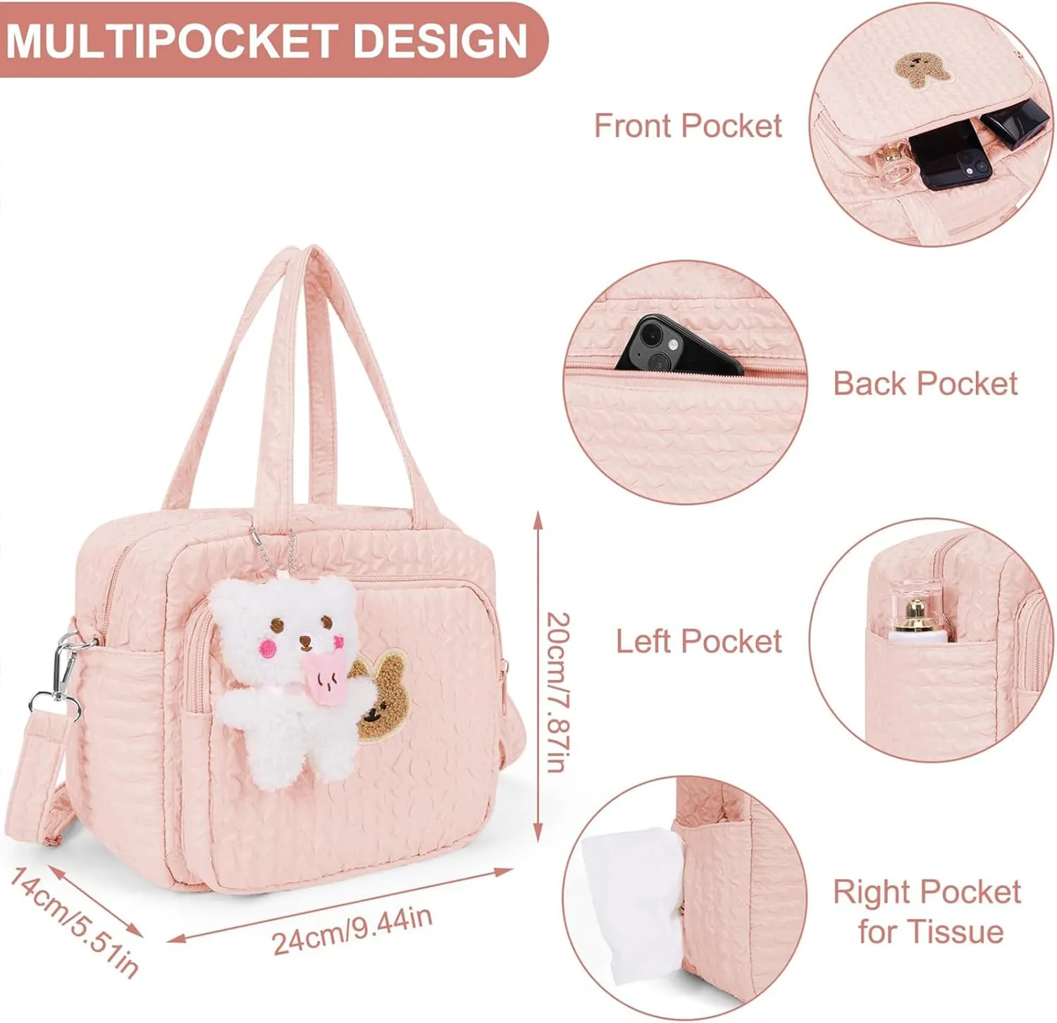 Baby Diaper Bag Tote Crossbody Diaper Cute Large Baby Nappy Mommy Maternity Travel Portable Baby Storage Bag for Mom