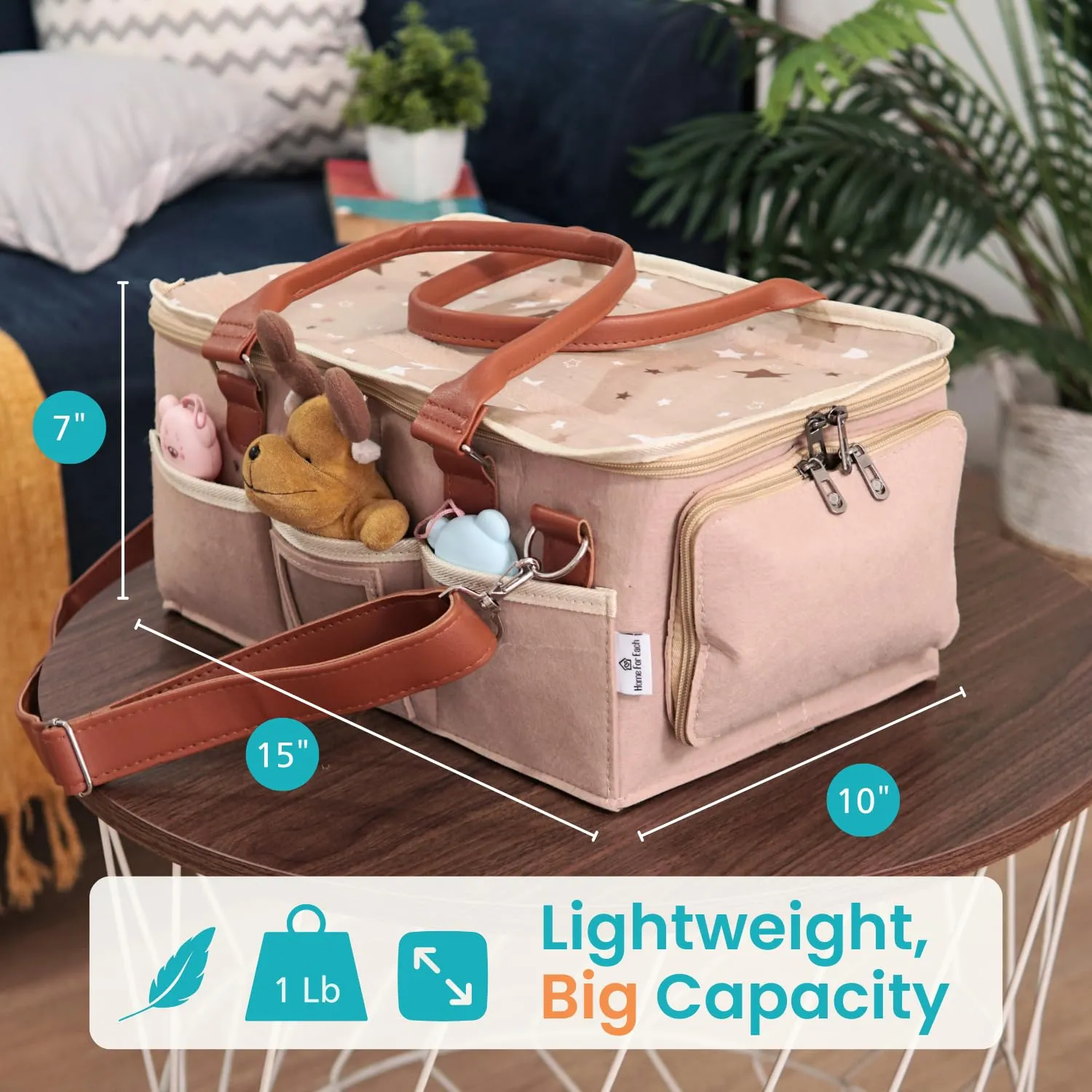 Baby Diaper Caddy Organizer with Lid, Multiple Compartments Baby Caddy, Waterproof Diaper Tote Bag for Infants, Travel Baby Bag for Must Haves, Baby Gift Basket for Newborn Essentials