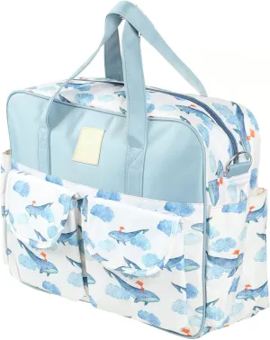 Baby Diaper Messenger Bag,Portable Shoulder Messenger Bag Large Capacity Mommy Diaper Bag for Pregnant Woman (Blue Whale)