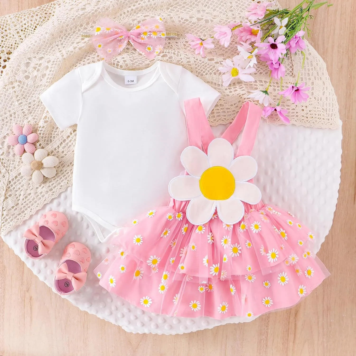 Baby Girl Clothes Newborn Ruffle Romper Cartoon Suspender Skirt Bow Headband Infant Summer Outfits 0-18 Months