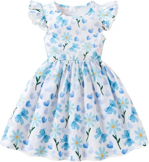 Baby Girls Dress Unicorn Casual Flutter Sleeve Swing Sundress Birthday Party Summer Playwear Dresses 1-8 Years Old