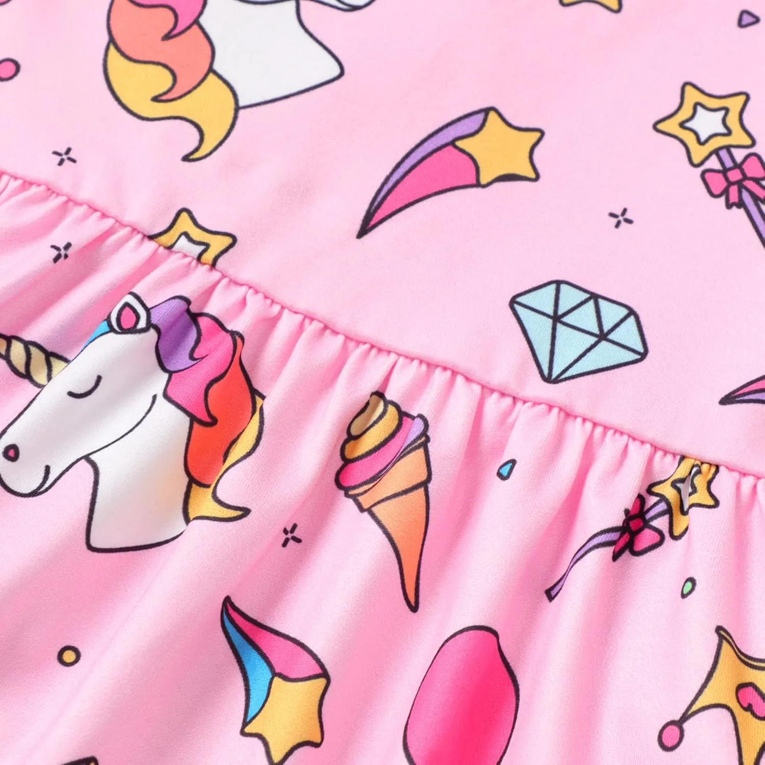 Baby Girls Dress Unicorn Casual Flutter Sleeve Swing Sundress Birthday Party Summer Playwear Dresses 1-8 Years Old