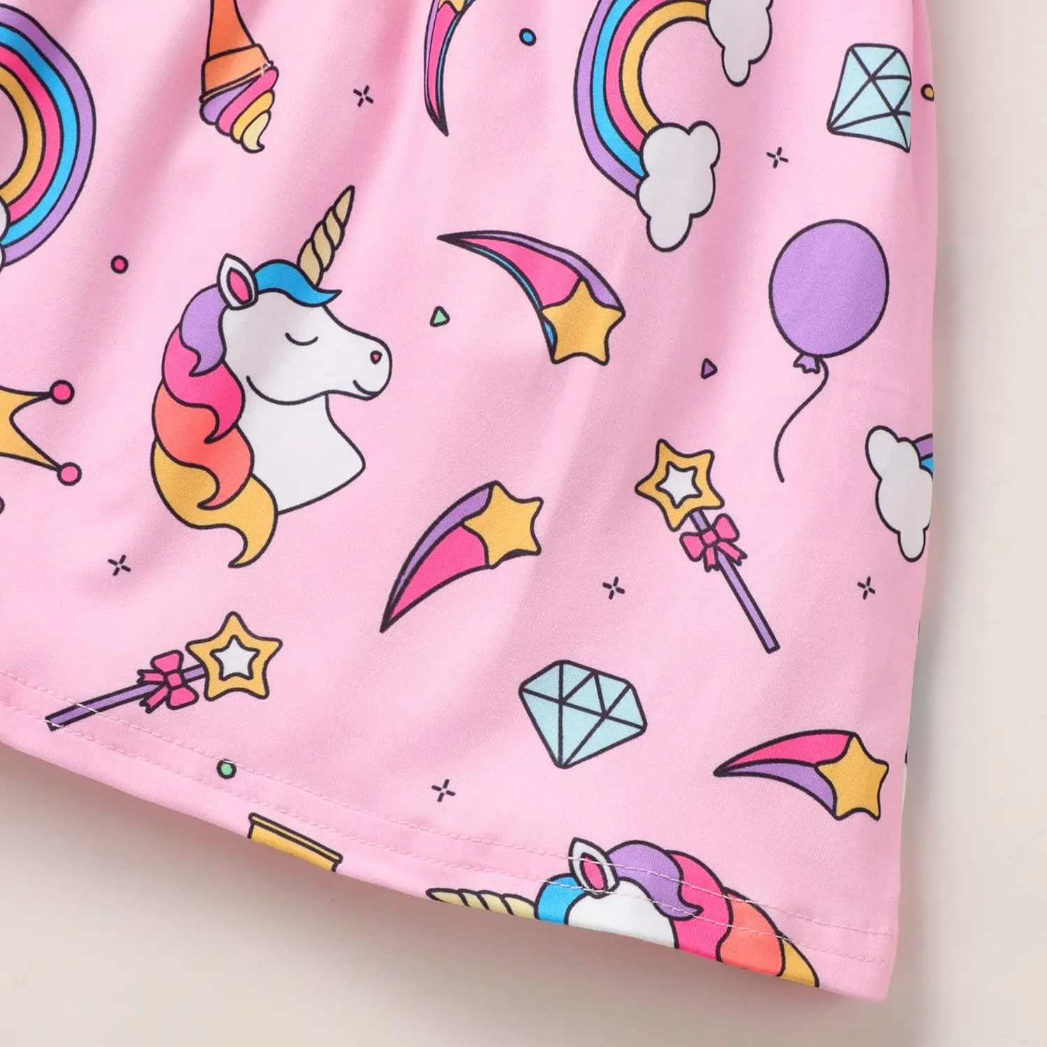 Baby Girls Dress Unicorn Casual Flutter Sleeve Swing Sundress Birthday Party Summer Playwear Dresses 1-8 Years Old