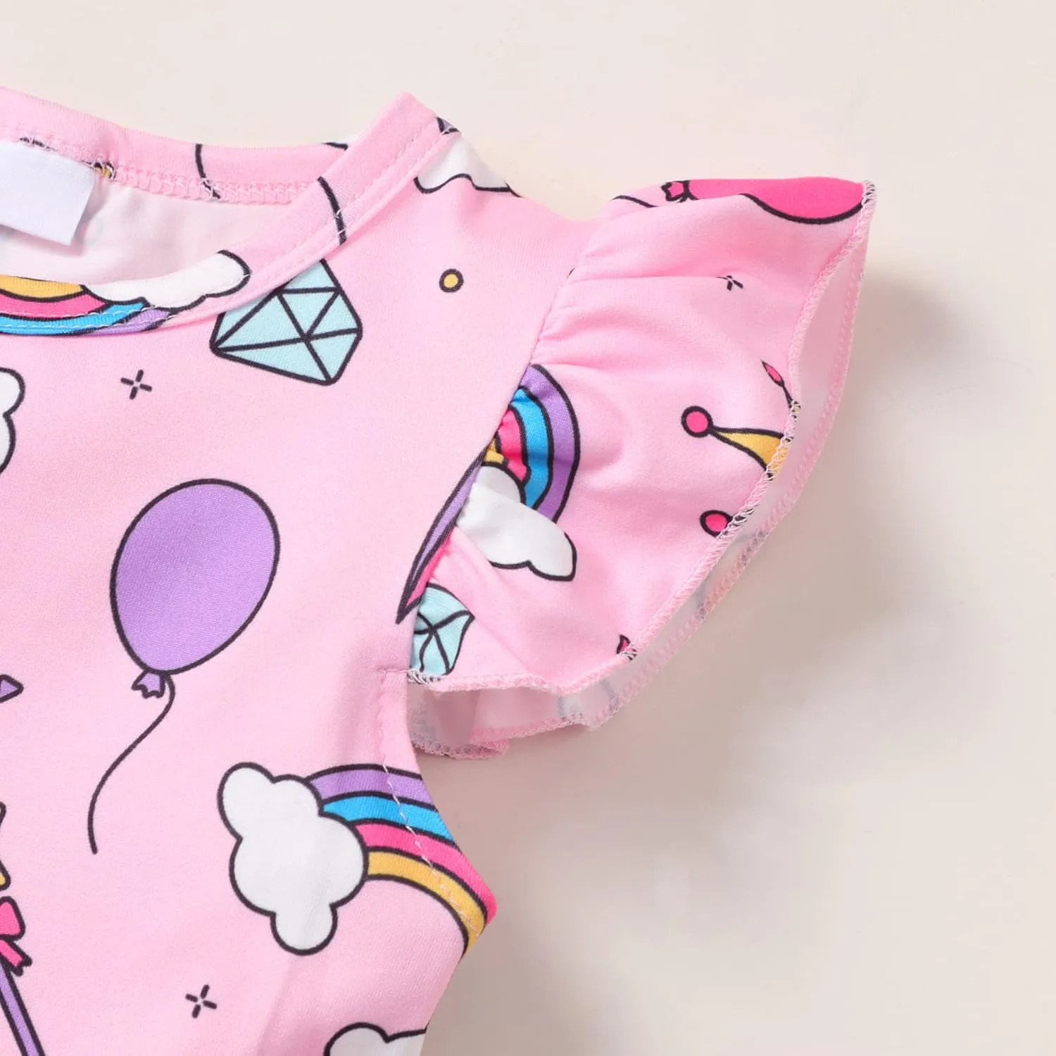 Baby Girls Dress Unicorn Casual Flutter Sleeve Swing Sundress Birthday Party Summer Playwear Dresses 1-8 Years Old