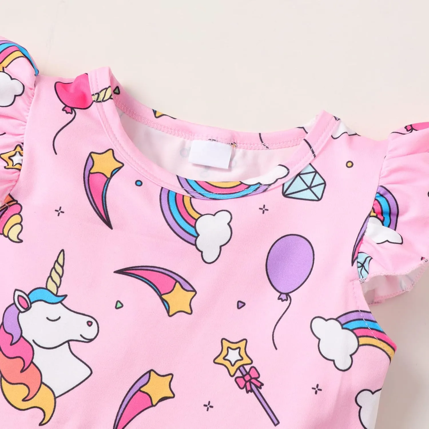 Baby Girls Dress Unicorn Casual Flutter Sleeve Swing Sundress Birthday Party Summer Playwear Dresses 1-8 Years Old