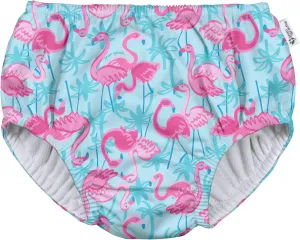 baby girls Pull-up Reusable and Toddler Swim Diaper, Aqua Palm Flamingos, 18-24 Month US