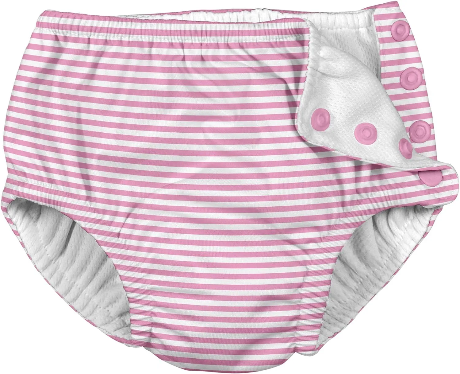 Baby Girls Snap Infant and Toddler Reusable Swim Diapers, Light Pink Pinstripe, 18 Months