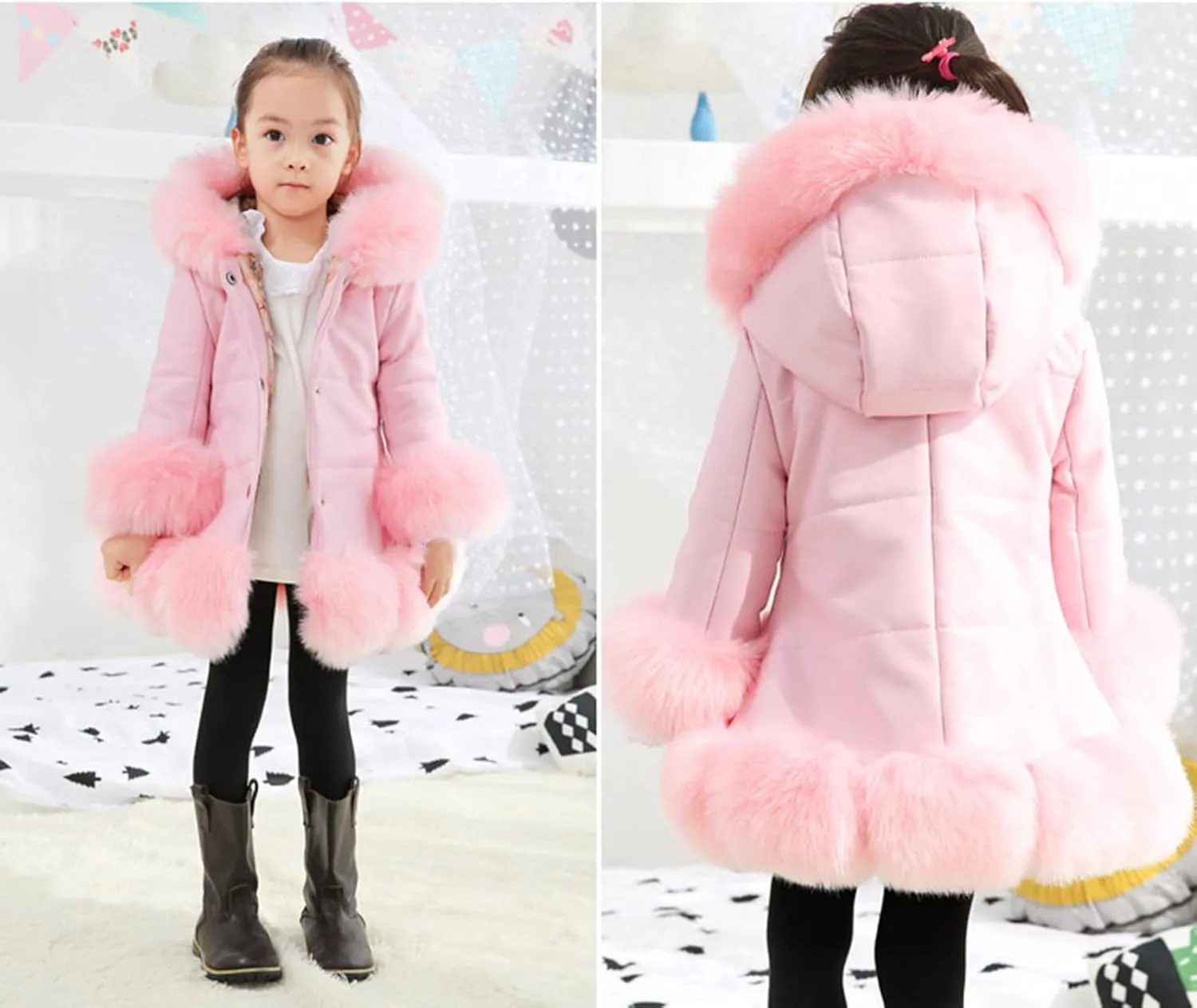 Baby Puffer Jacket Girls Lightweight Coat Thicken Warm Parka Puffer Ski Jacket Warmth Winter Outerwear