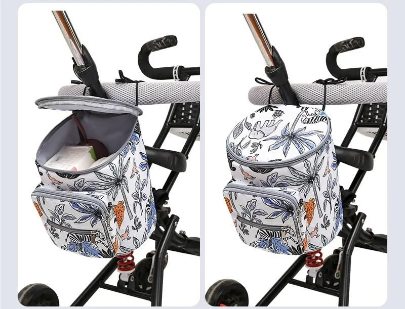 Baby Stroller Hanging Bag, Large Capacity Baby Stroller Accessories Storage Bag, Universal Outdoor Storage Bag(Green snail)