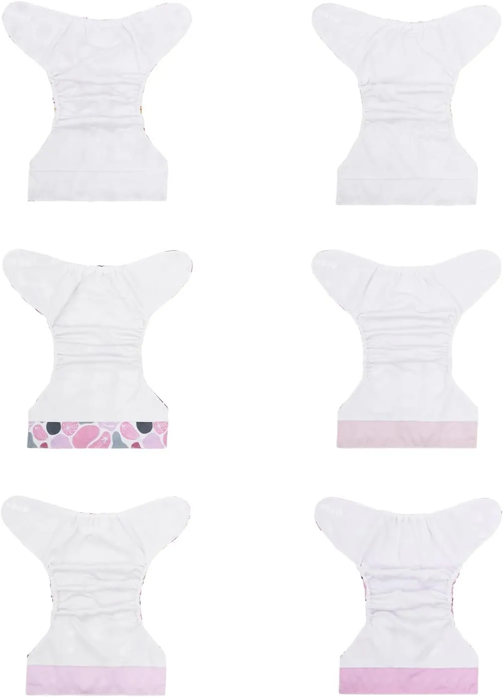 babygoal AWJ Cloth Diapers with Tummy Panel Pack of 13, 6 Diaper Cover with 6 Inserts and Wet Dry Bag, Adjustable Washable Reusable for Baby Girls and Boys