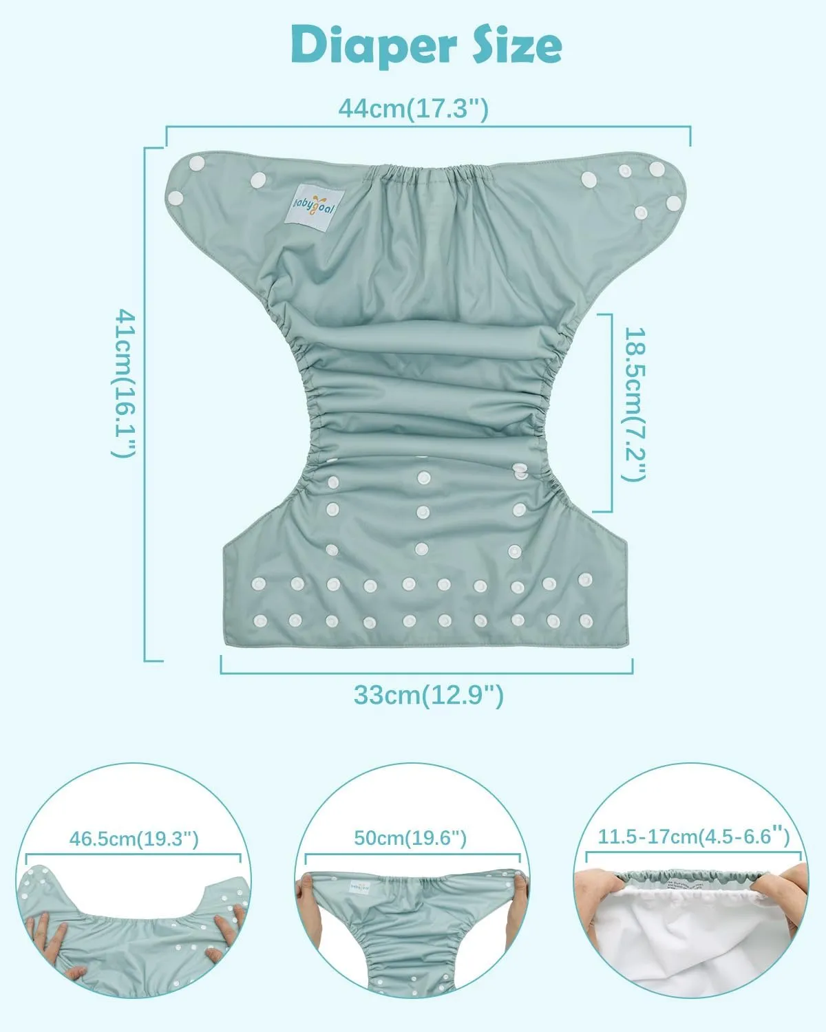 babygoal Large Cloth Diapers Pack of 13 for 3-5 Year Toddlers, Cloth Diaper Covers 6 Pack with 6pcs Inserts and Wet Bag, Reusable Washable & Waterproof 6ZFN52-ZMB-B
