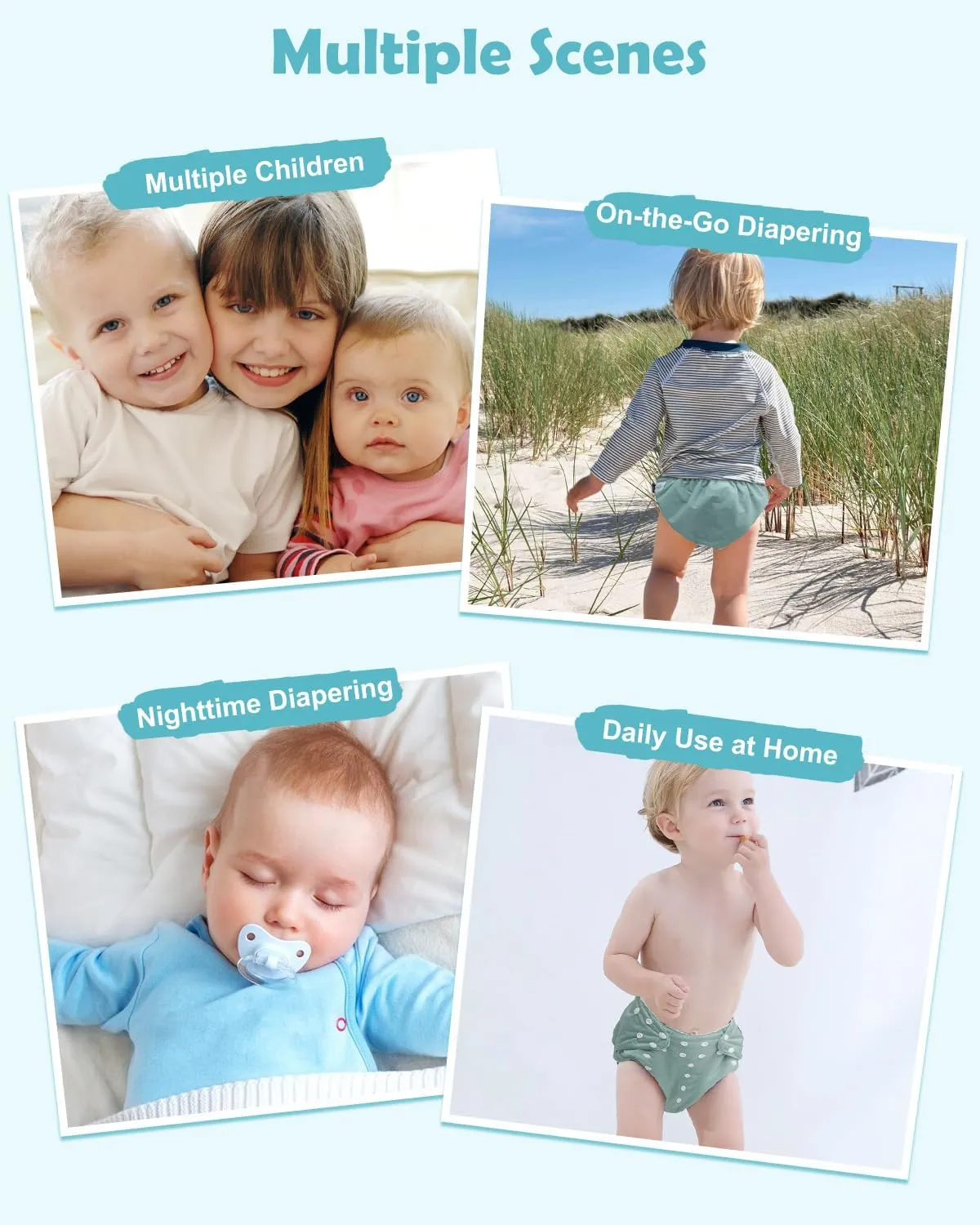 babygoal Large Cloth Diapers Pack of 13 for 3-5 Year Toddlers, Cloth Diaper Covers 6 Pack with 6pcs Inserts and Wet Bag, Reusable Washable & Waterproof 6ZFN52-ZMB-B