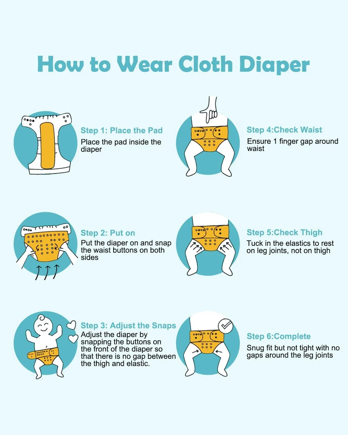 babygoal Large Cloth Diapers Pack of 13 for 3-5 Year Toddlers, Cloth Diaper Covers 6 Pack with 6pcs Inserts and Wet Bag, Reusable Washable & Waterproof 6ZFN52-ZMB-B