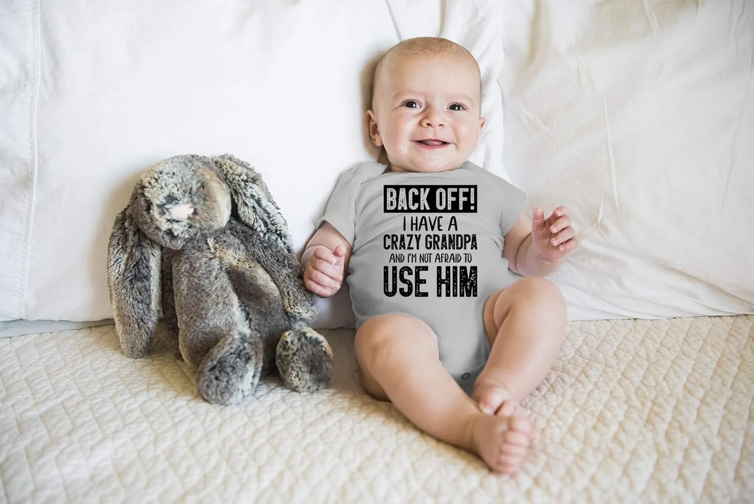 Back Off !! I Have a Crazy Grandpa and I'm Not Afraid To Use Him - Funny Baby Essentials Romper