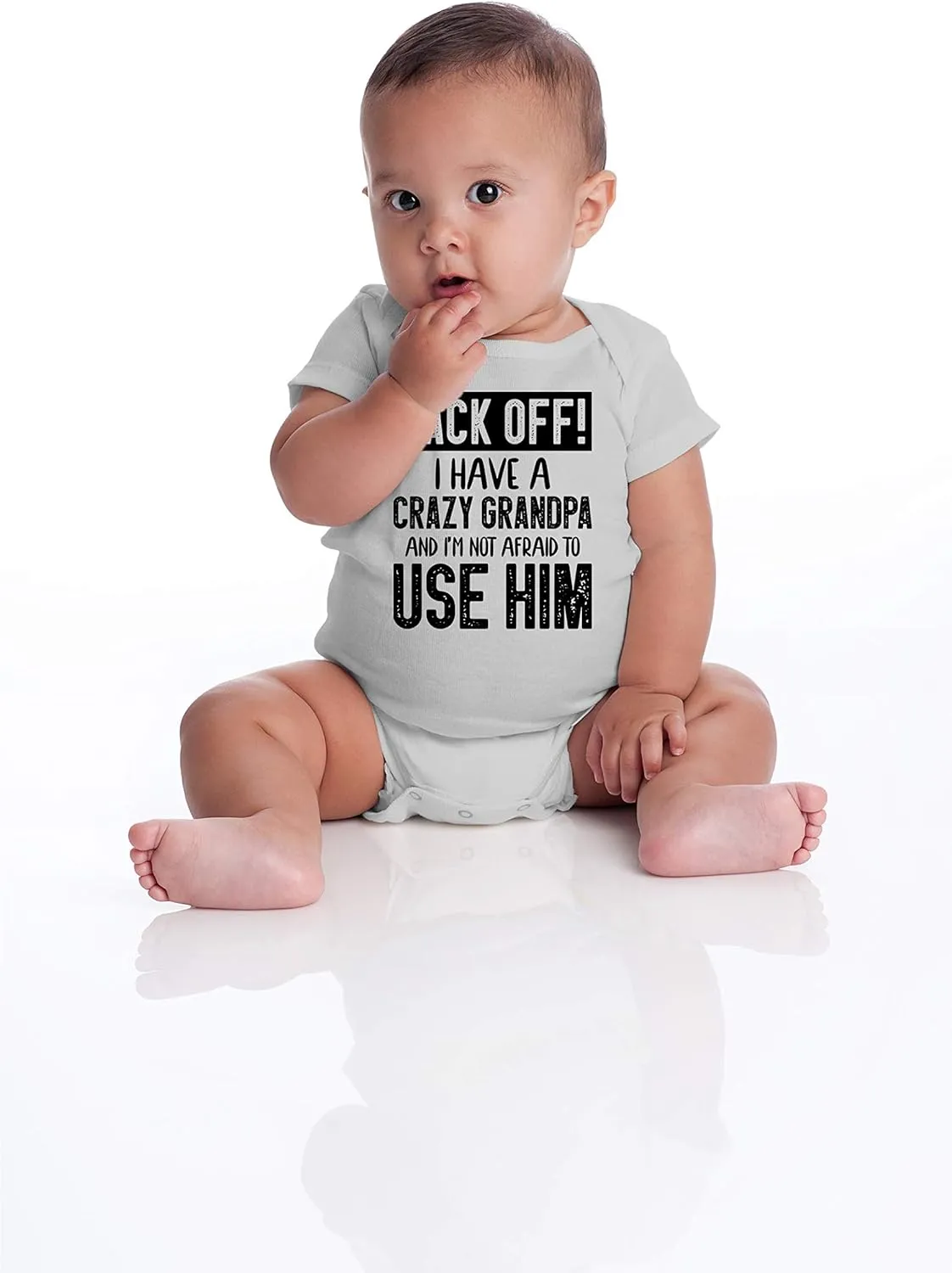 Back Off !! I Have a Crazy Grandpa and I'm Not Afraid To Use Him - Funny Baby Essentials Romper