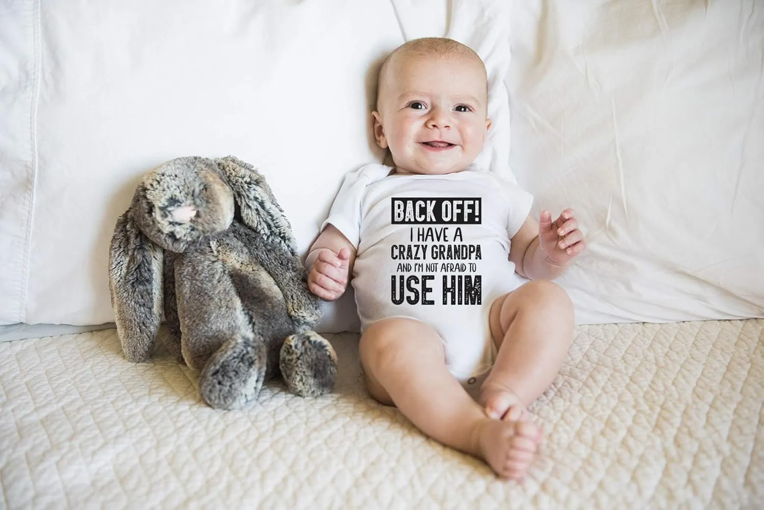 Back Off !! I Have a Crazy Grandpa and I'm Not Afraid To Use Him - Funny Baby Essentials Romper