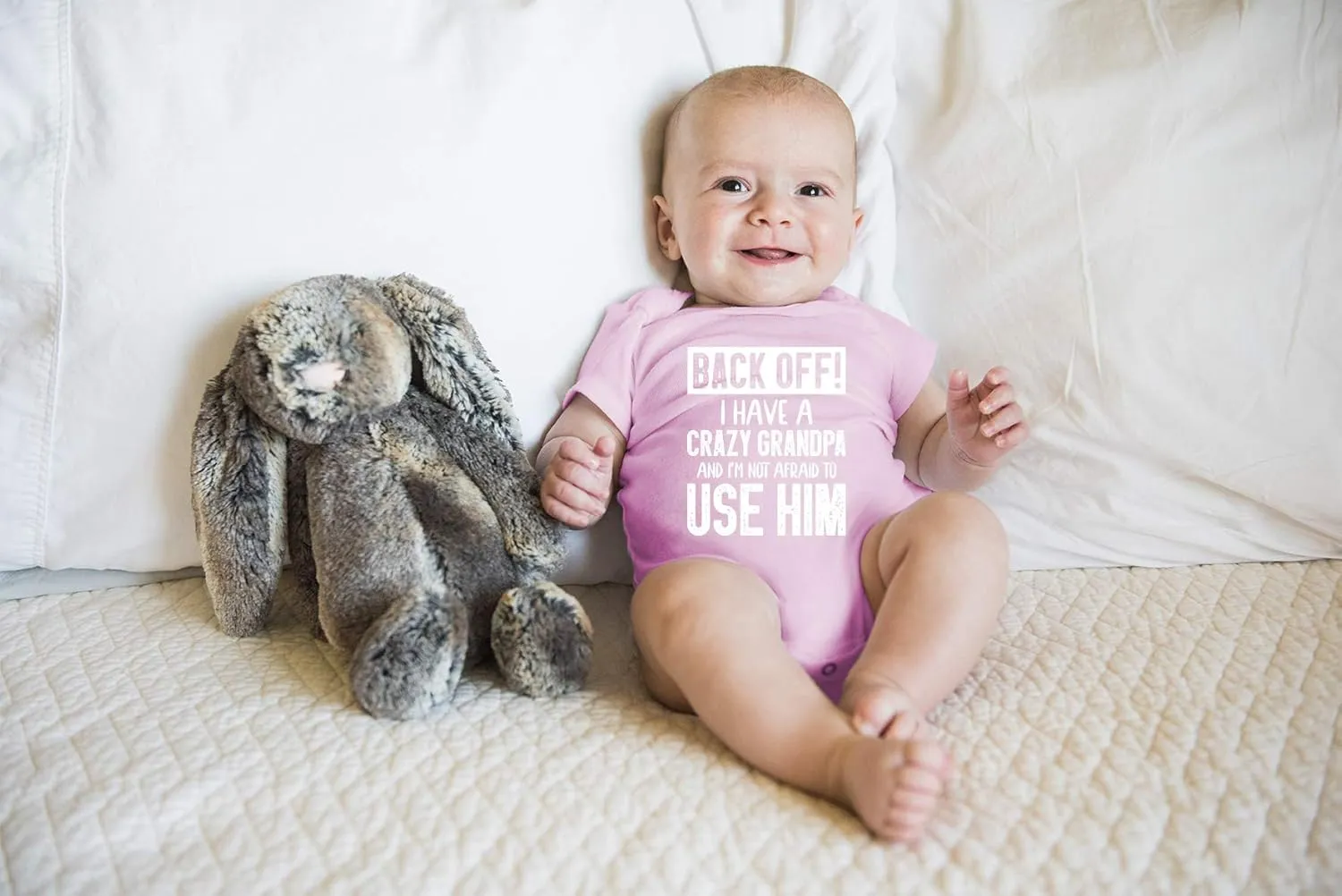 Back Off !! I Have a Crazy Grandpa and I'm Not Afraid To Use Him - Funny Baby Essentials Romper