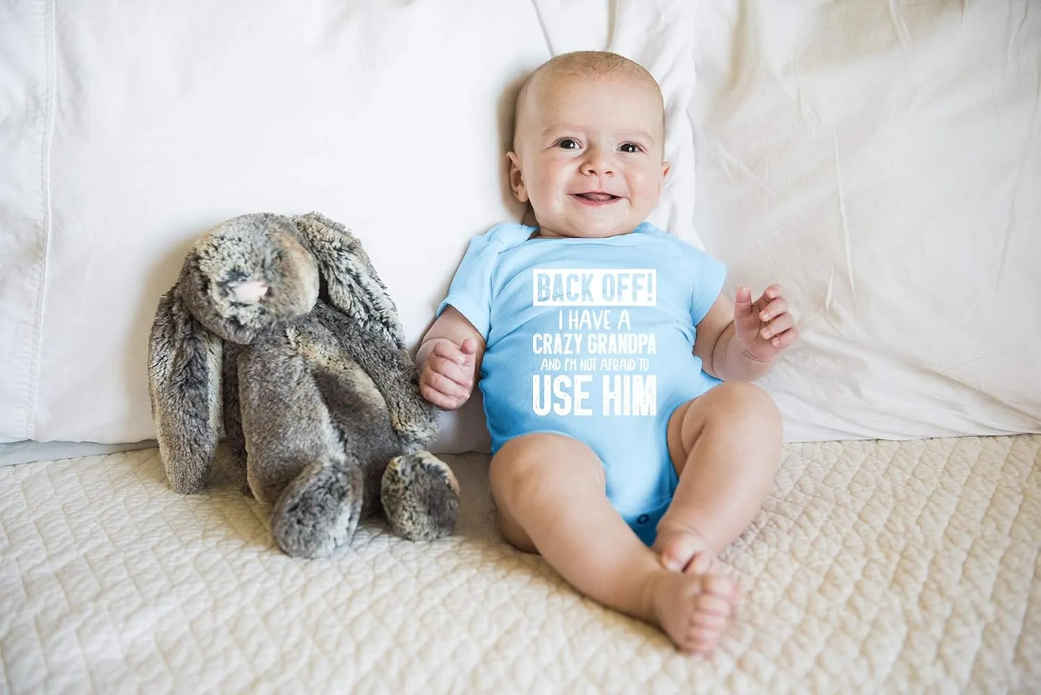Back Off !! I Have a Crazy Grandpa and I'm Not Afraid To Use Him - Funny Baby Essentials Romper