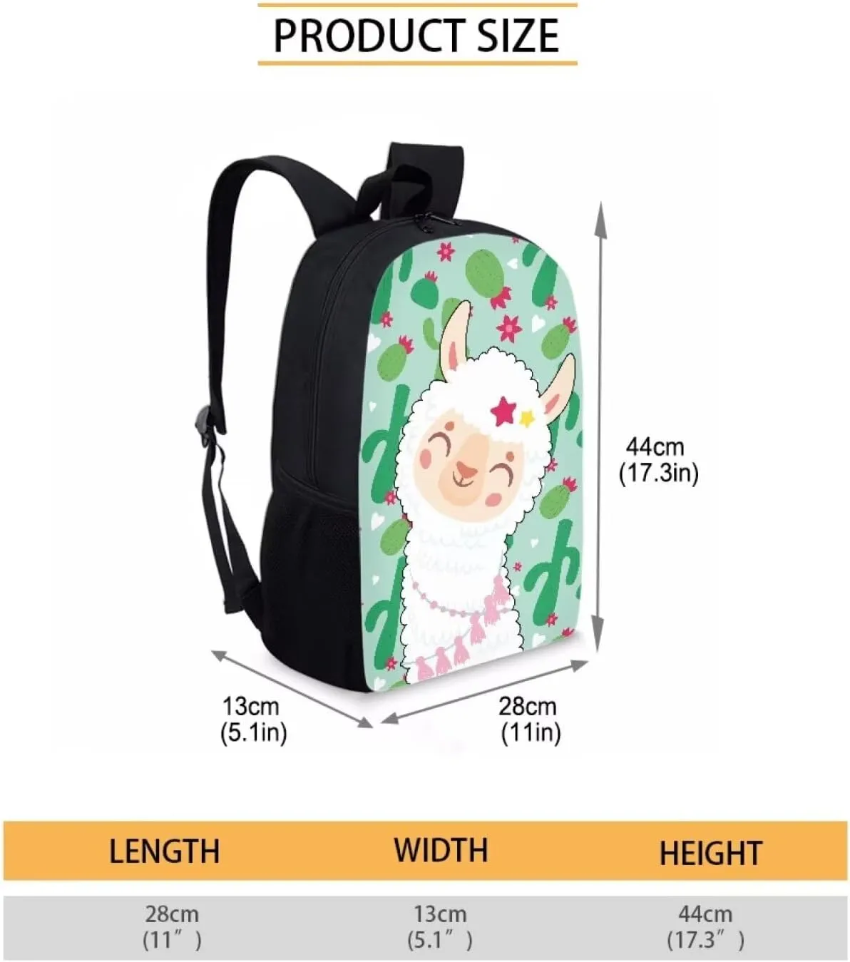 Back to School Backpack Alpaca Schoolbag for Boy Girl Kids Cartoon Llama Backpack Lightweight Preschool Book Bag Toddler Backpack