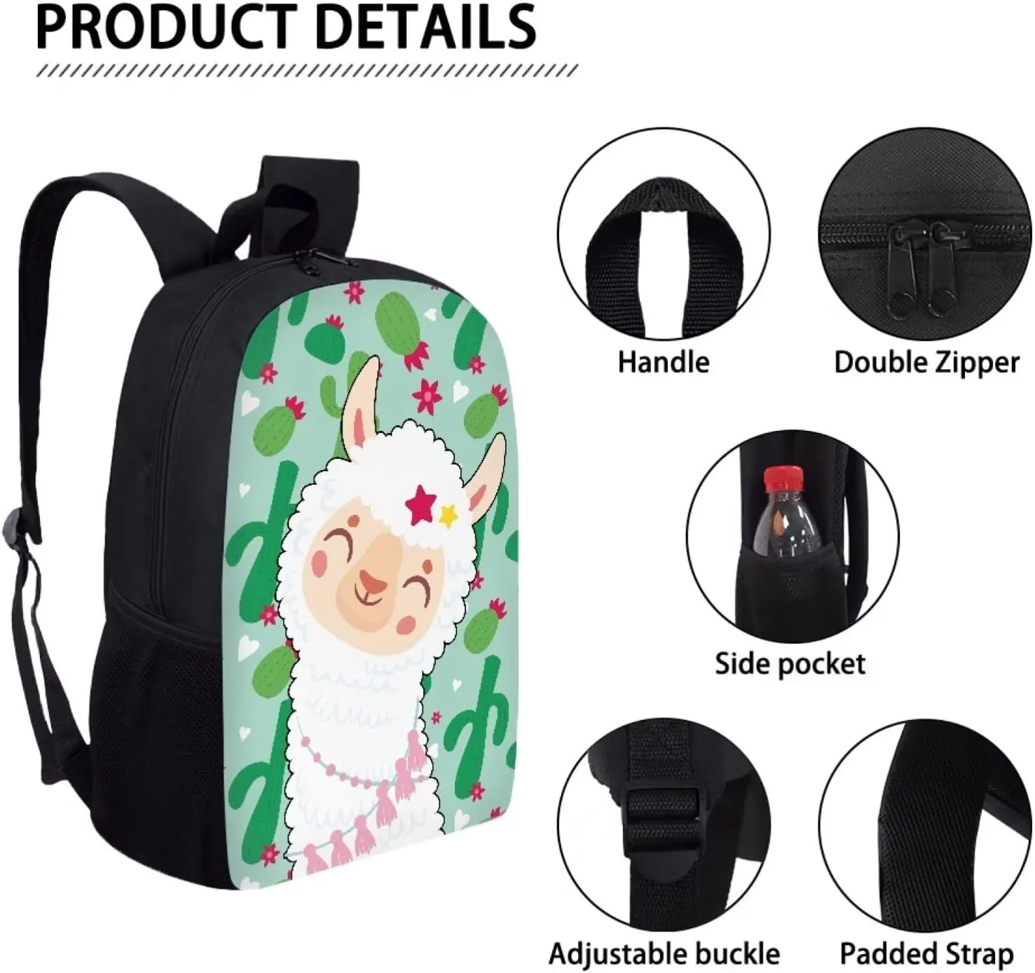 Back to School Backpack Alpaca Schoolbag for Boy Girl Kids Cartoon Llama Backpack Lightweight Preschool Book Bag Toddler Backpack