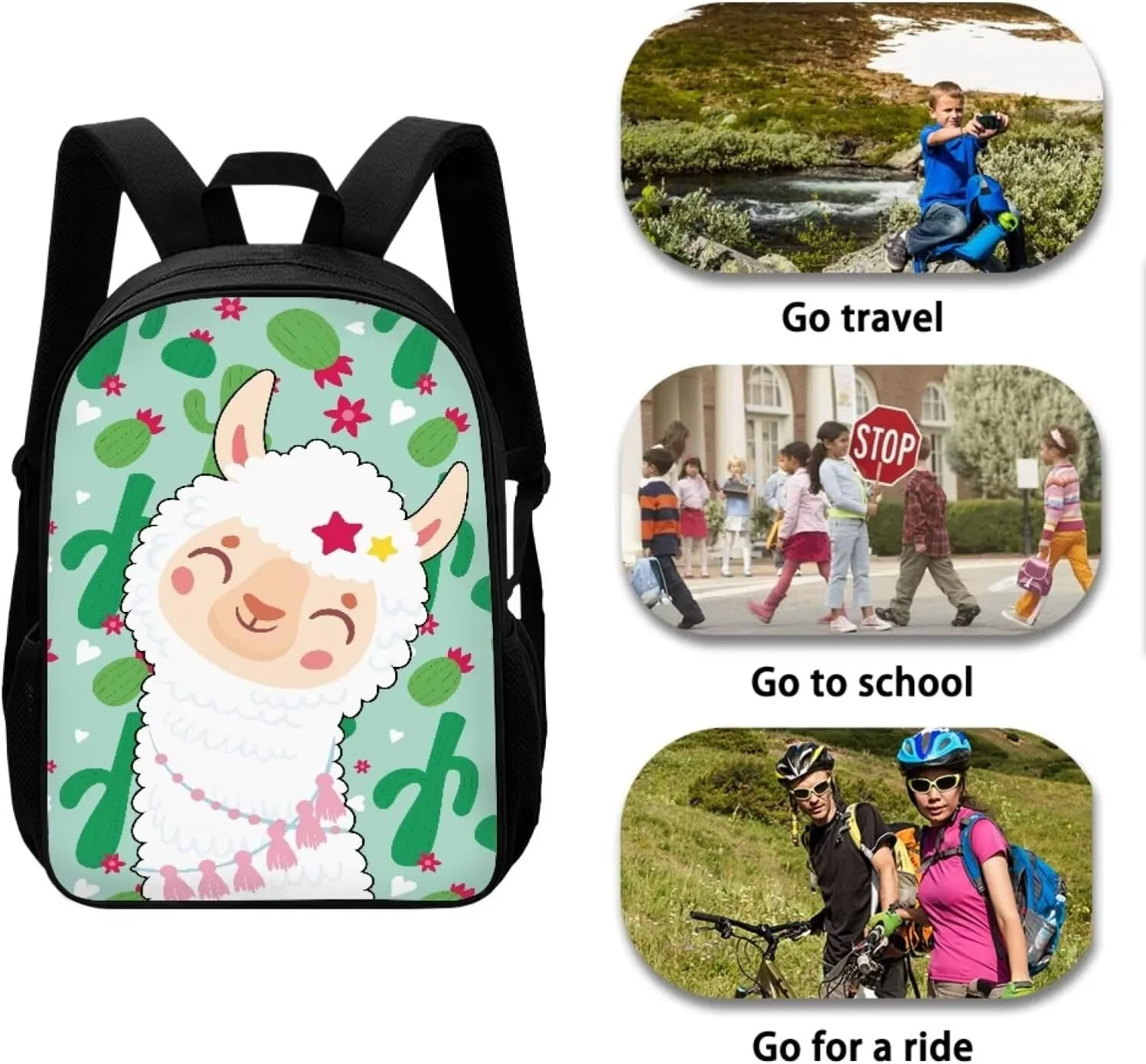 Back to School Backpack Alpaca Schoolbag for Boy Girl Kids Cartoon Llama Backpack Lightweight Preschool Book Bag Toddler Backpack
