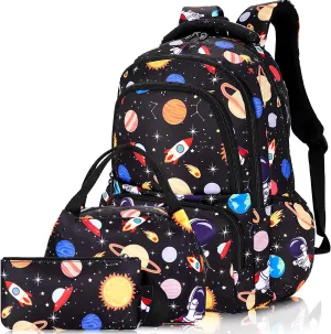 Backpack for Girls, Rainbow Clouds Backpack Schoolbag, Lightweight School Bookbag with Lunch Box Pencil Case