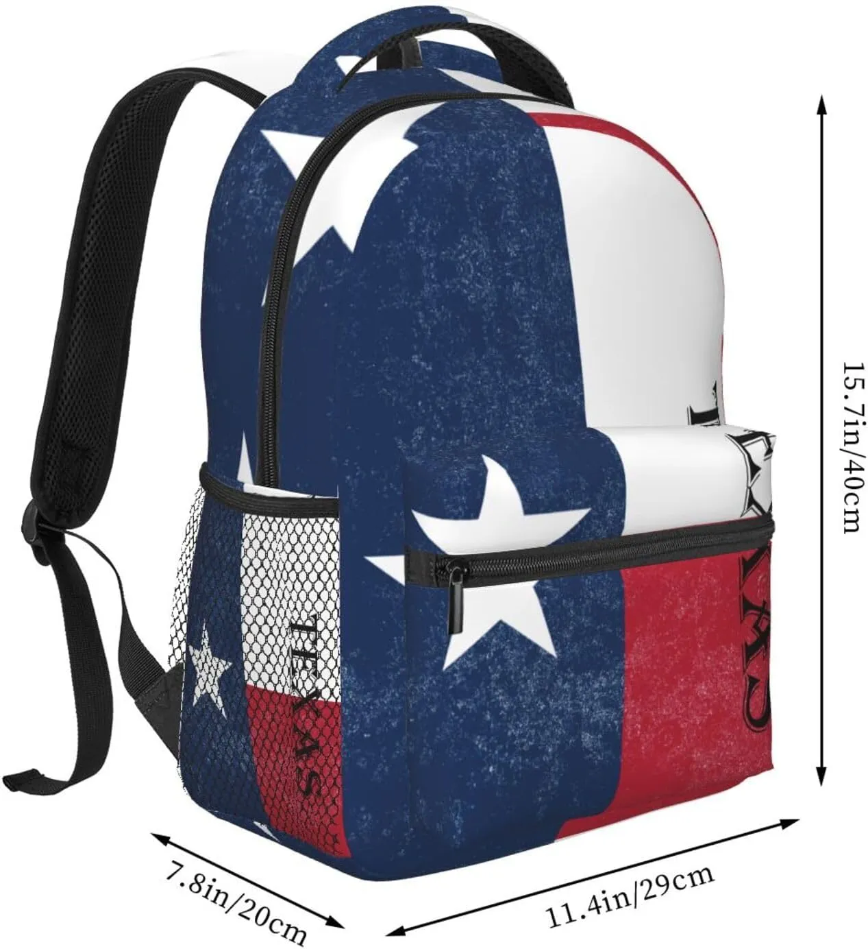 Backpack Multipurpose Anti-Theft Large Capacity Bookbag - Texas State Flag Art Travel Hiking Daypack With Side Pockets, Pattern 644