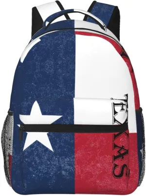 Backpack Multipurpose Anti-Theft Large Capacity Bookbag - Texas State Flag Art Travel Hiking Daypack With Side Pockets, Pattern 644