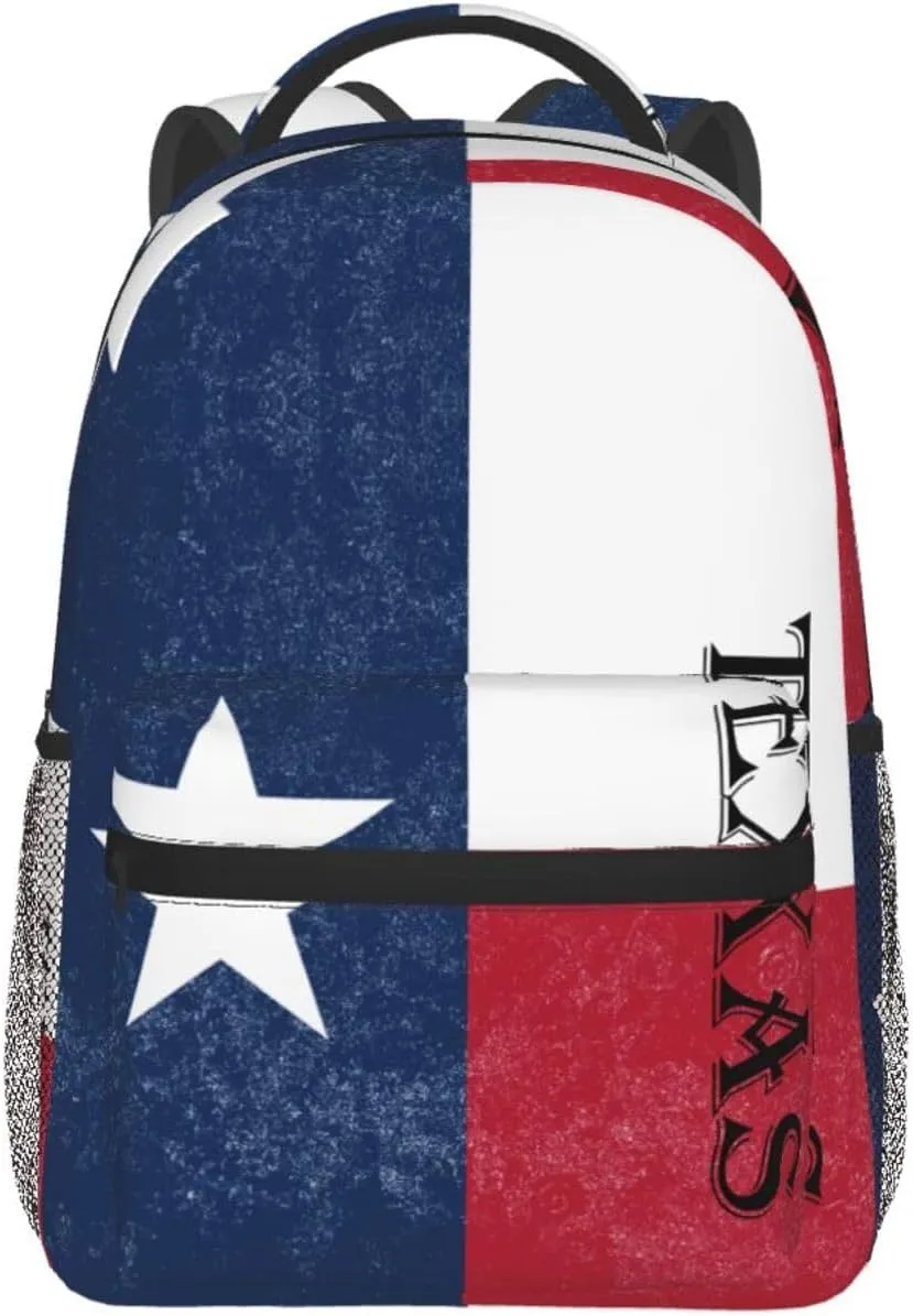 Backpack Multipurpose Anti-Theft Large Capacity Bookbag - Texas State Flag Art Travel Hiking Daypack With Side Pockets, Pattern 644