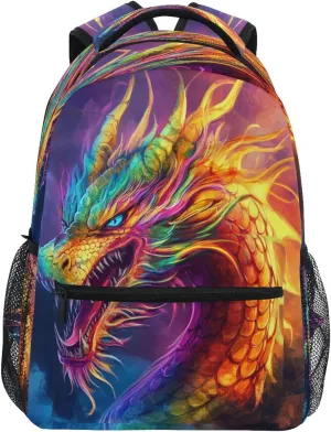 Backpack School Bookbag Travel Bag Angry Green Dragon for Girls Boys Teen