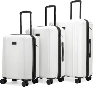 Badgley Mischka Evalyn 3 Piece Expandable Luggage Set (White)