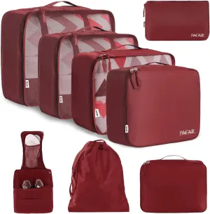 BAGAIL 8 Set Packing Cubes Luggage Packing Organizers for Travel Accessories-Wine Red