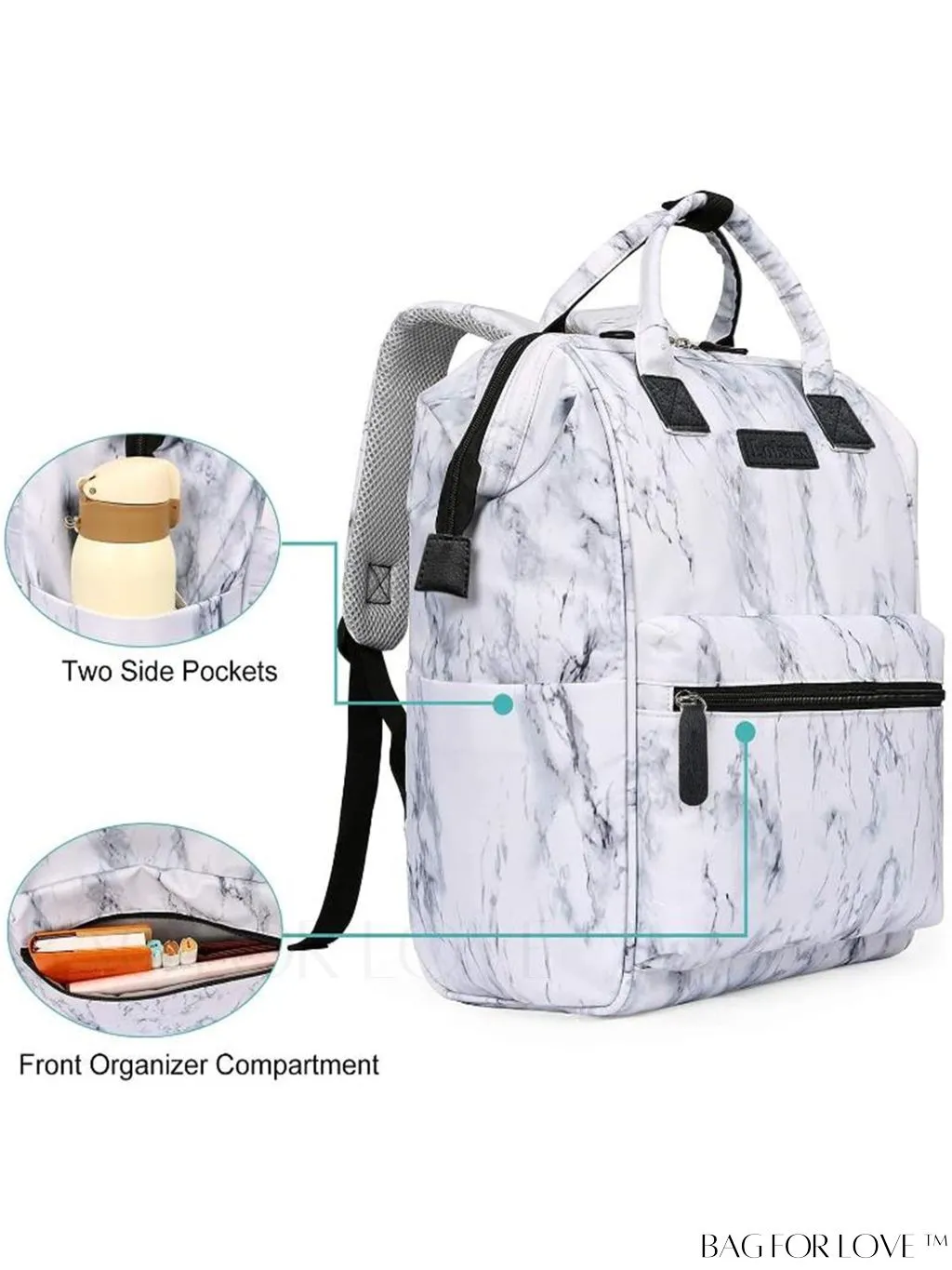 BagForLove - 15.6 Inch Laptop Backpack: Water Resistant, USB Charging Port, Multipurpose for Business & Travel