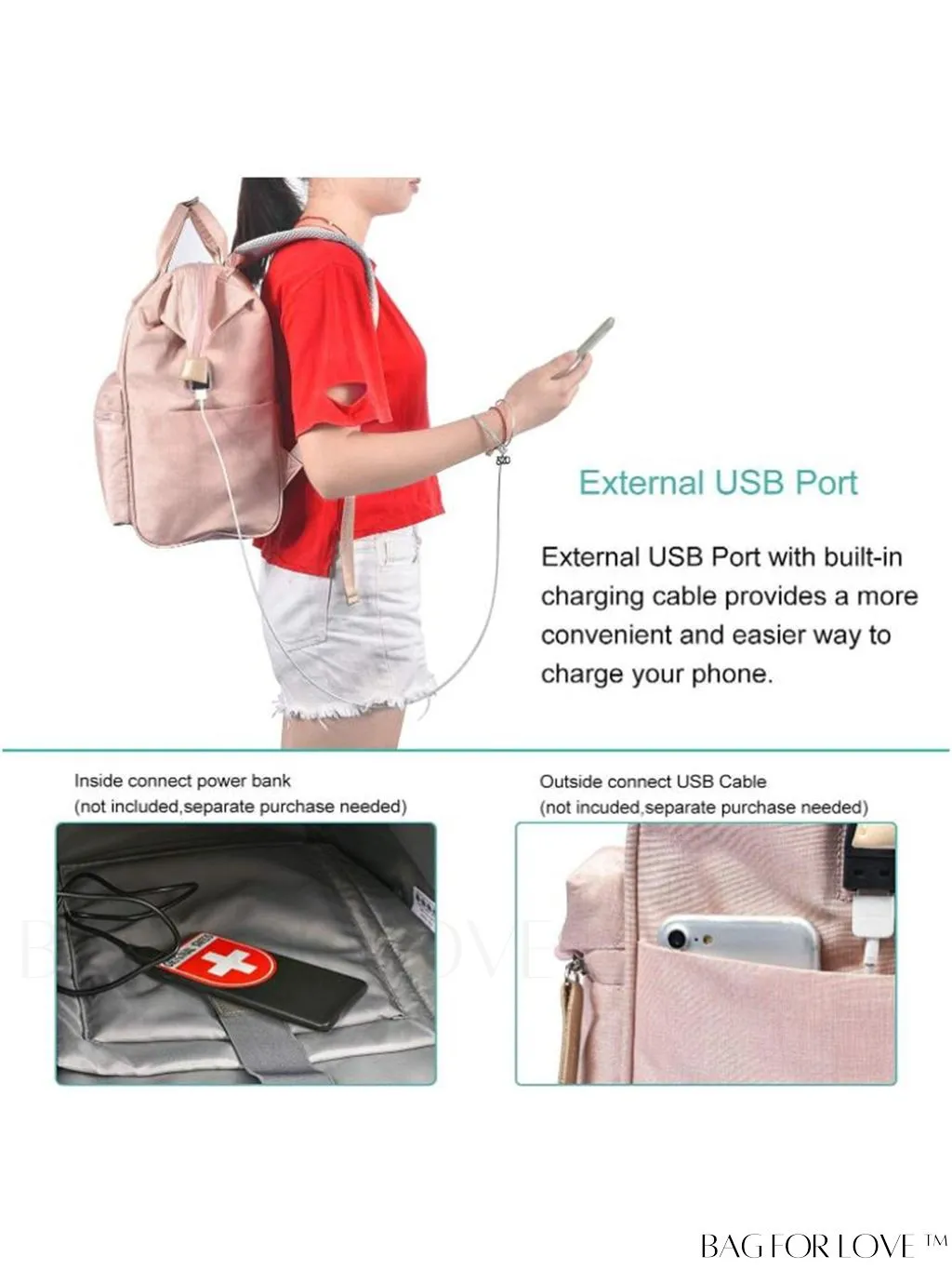 BagForLove - 15.6 Inch Laptop Backpack: Water Resistant, USB Charging Port, Multipurpose for Business & Travel