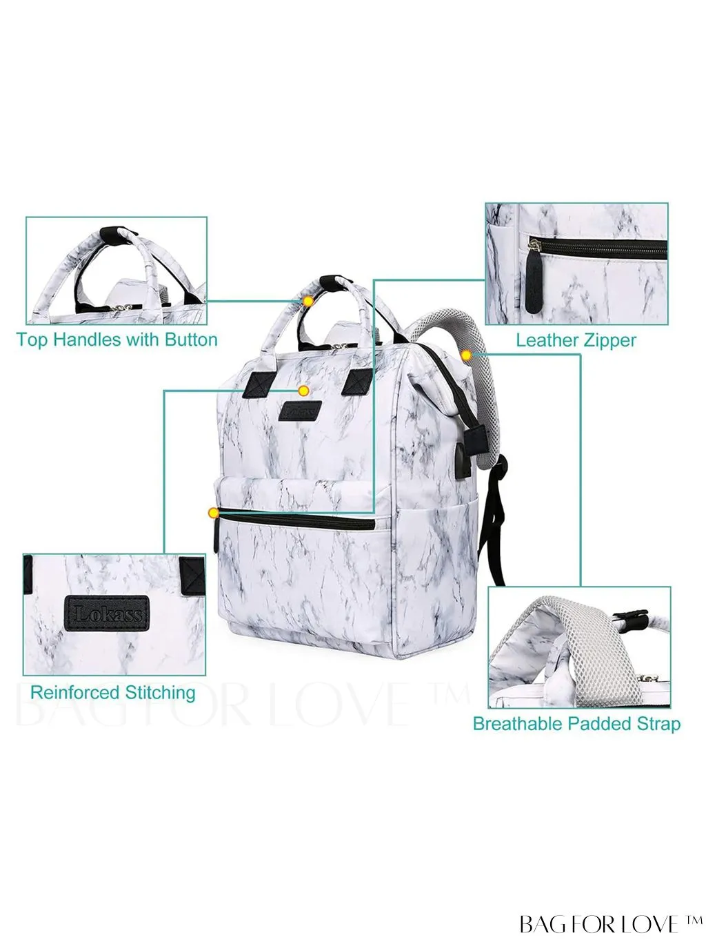 BagForLove - 15.6 Inch Laptop Backpack: Water Resistant, USB Charging Port, Multipurpose for Business & Travel