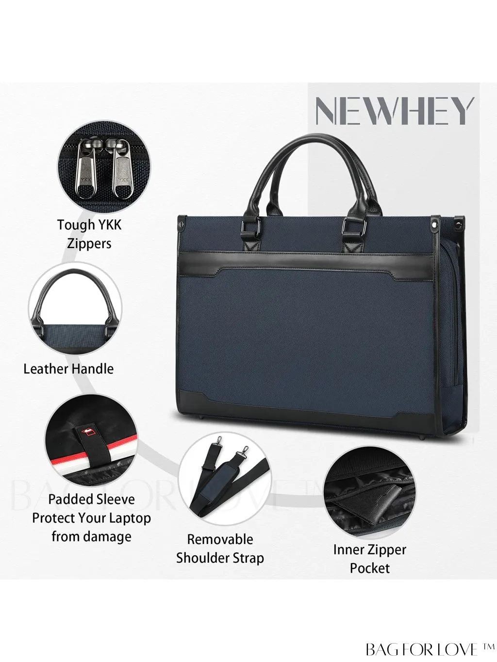BagForLove - 15.6 Laptop Messenger Bag for Business, Office Work, and Travel