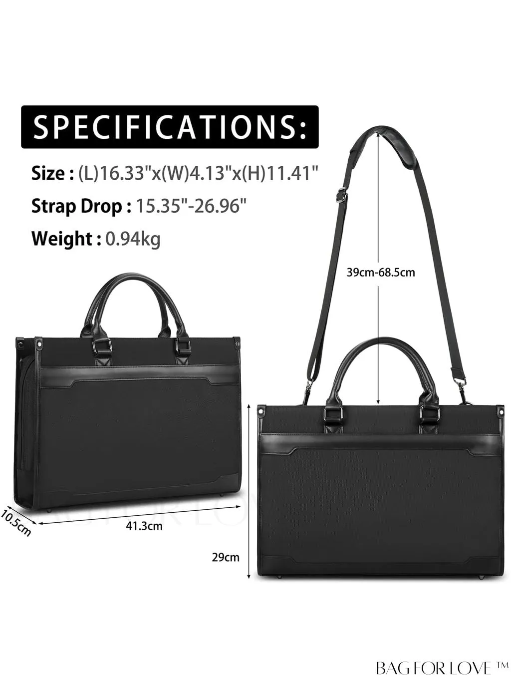 BagForLove - 15.6 Laptop Messenger Bag for Business, Office Work, and Travel