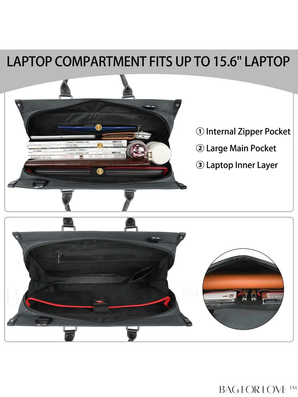 BagForLove - 15.6 Laptop Messenger Bag for Business, Office Work, and Travel