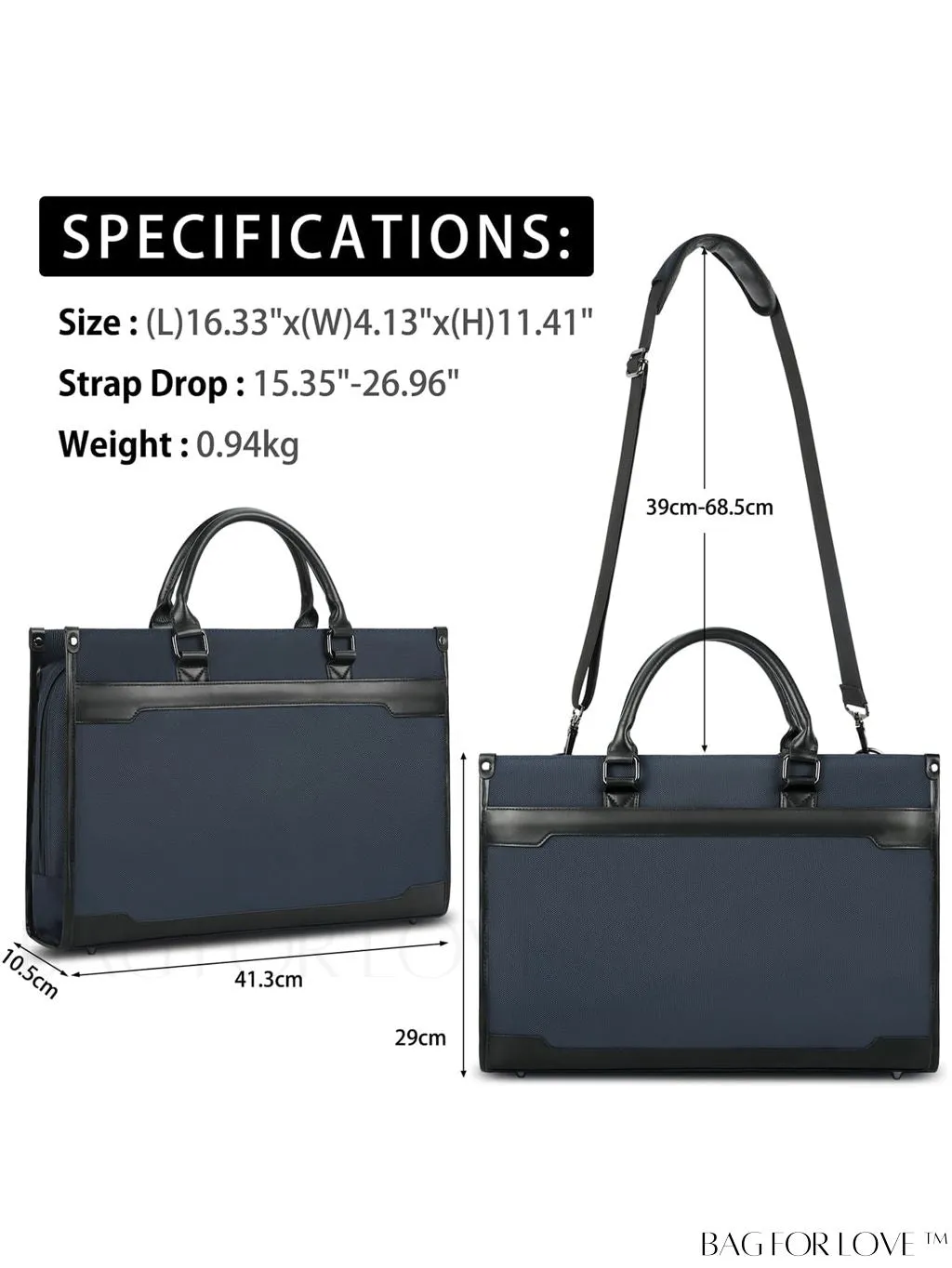 BagForLove - 15.6 Laptop Messenger Bag for Business, Office Work, and Travel