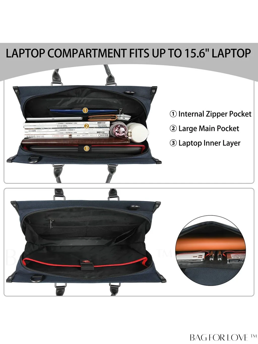 BagForLove - 15.6 Laptop Messenger Bag for Business, Office Work, and Travel