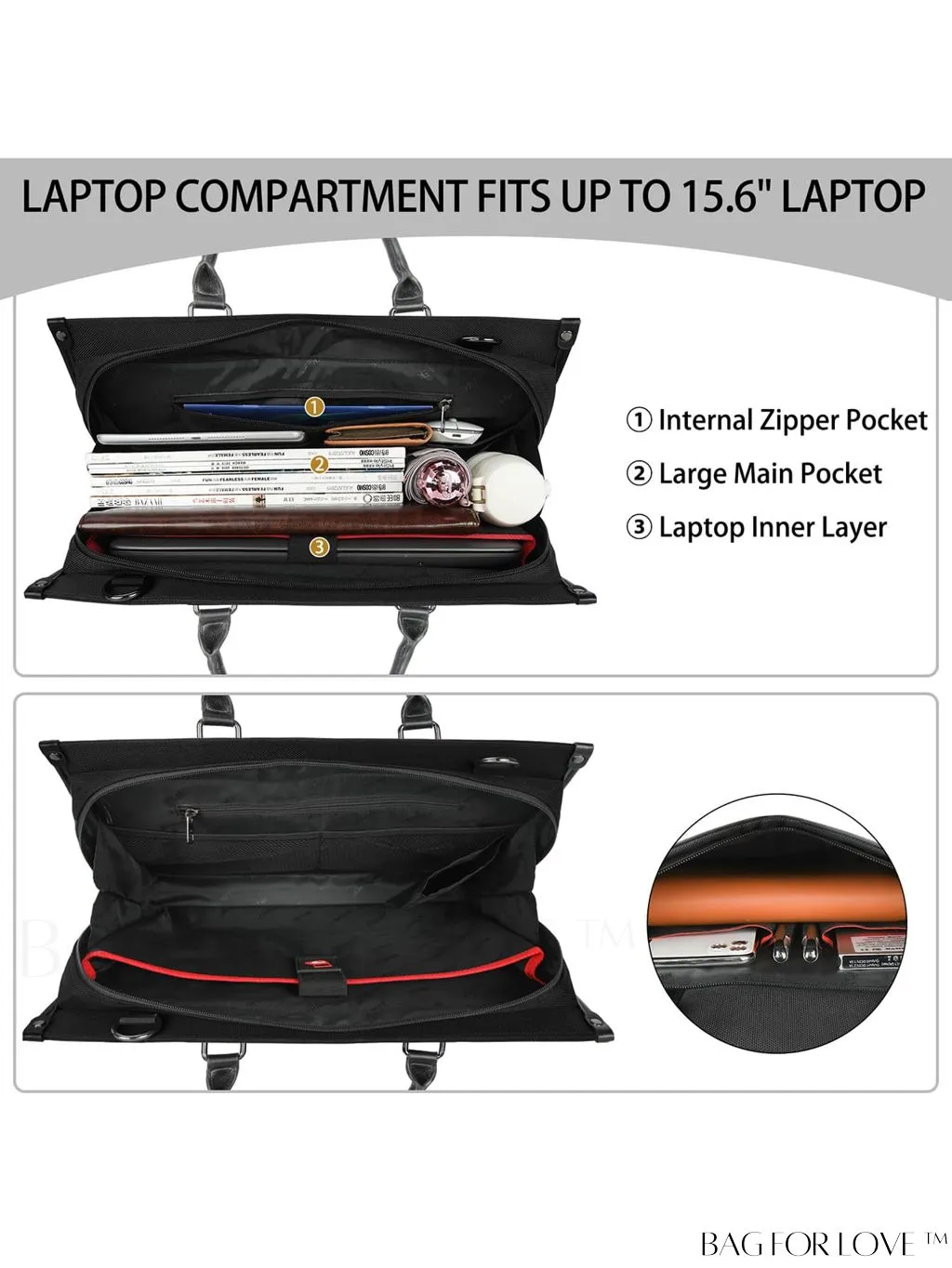 BagForLove - 15.6 Laptop Messenger Bag for Business, Office Work, and Travel