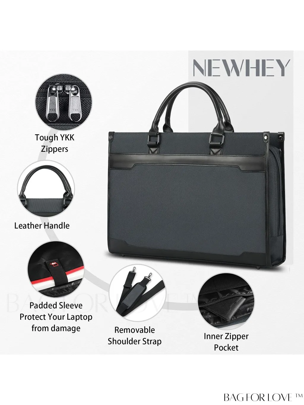 BagForLove - 15.6 Laptop Messenger Bag for Business, Office Work, and Travel
