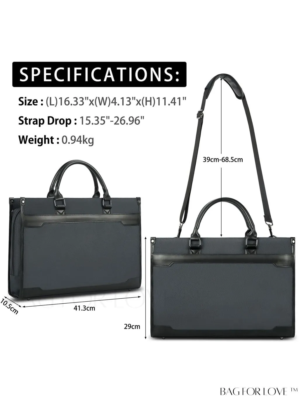 BagForLove - 15.6 Laptop Messenger Bag for Business, Office Work, and Travel