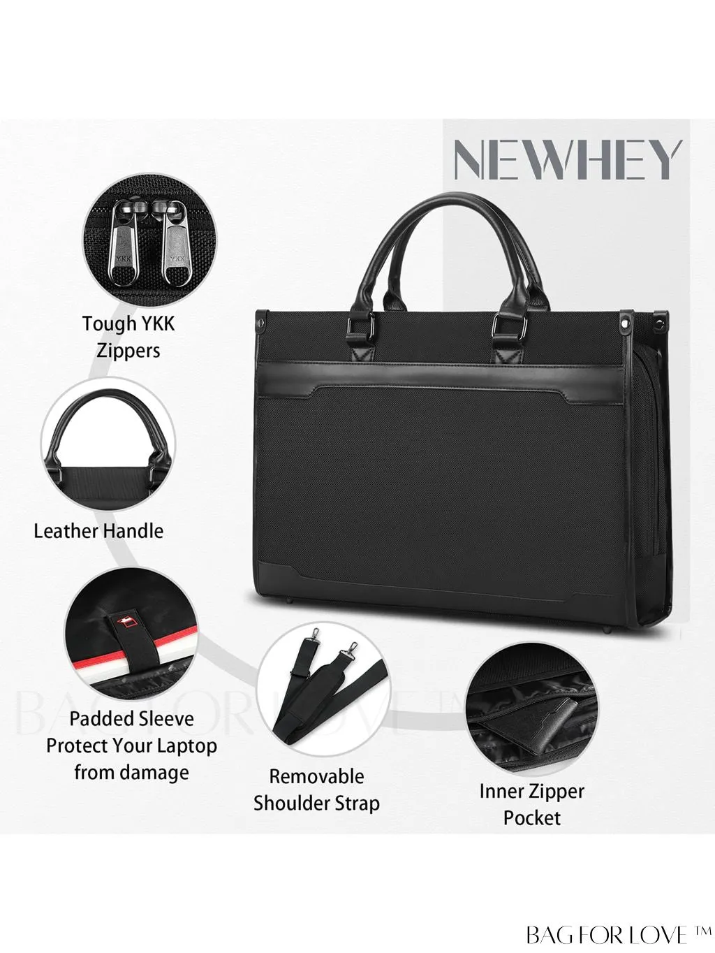 BagForLove - 15.6 Laptop Messenger Bag for Business, Office Work, and Travel