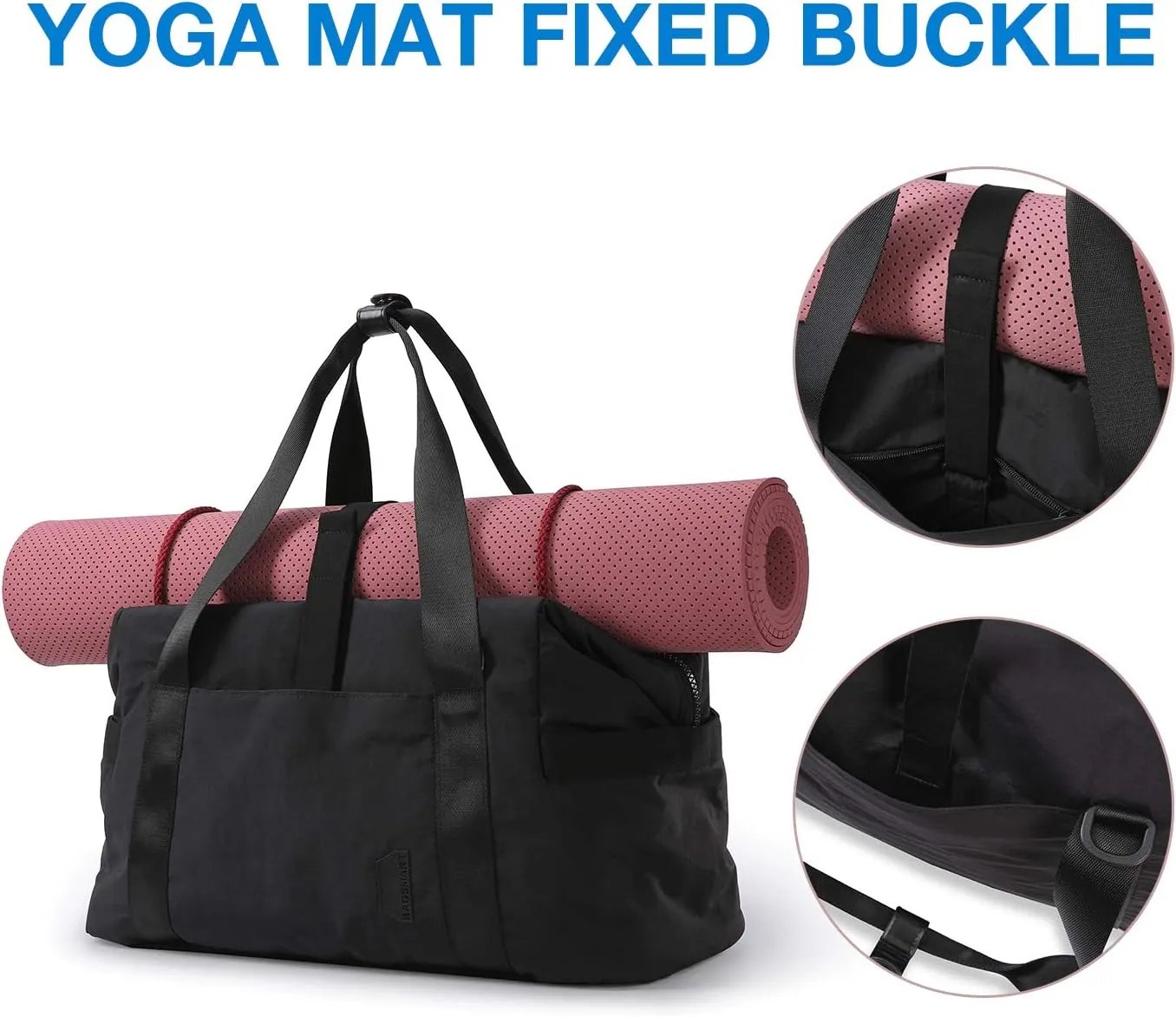 BAGSMART Gym Bag for Women, Carry on Weekender Overnight Bag, Travel Duffel Bags with Trolley Sleeve, Personal Item Travel Bag Tote Bag Workout Dance Bag(Black,Medium)